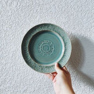 Anthropologie Old Havana Collection Side Plate in Mint Blue Glaze - 8.75 inches